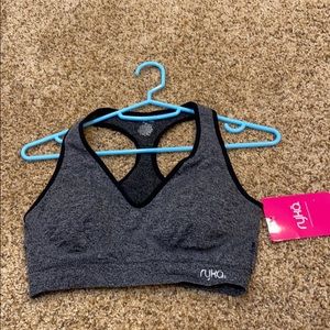 Black and grey sports bra